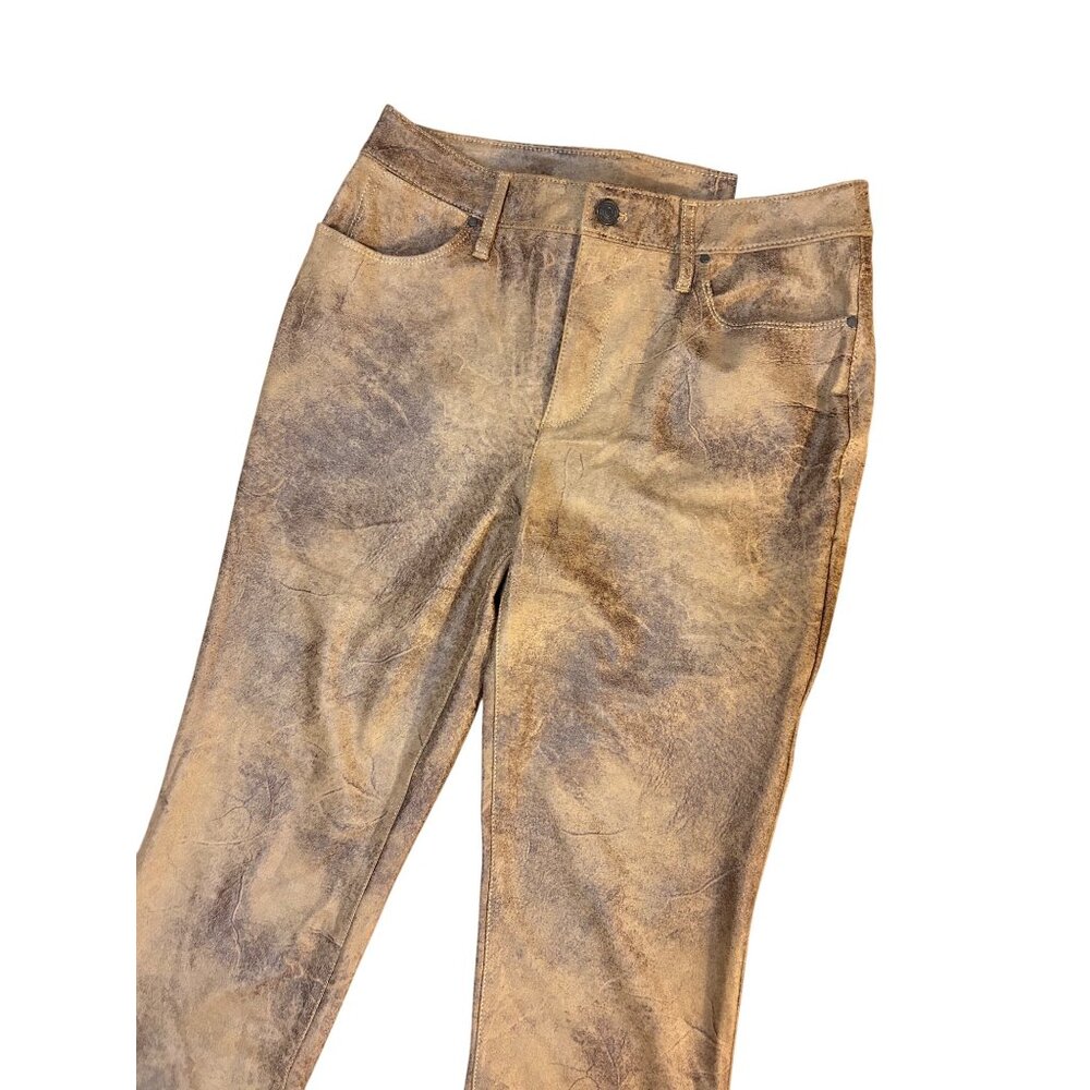 Chicos Brown Faux Suede Slim Leg Pants Size 0.5 R (US 6 R) NWT - Picture 2 of 5